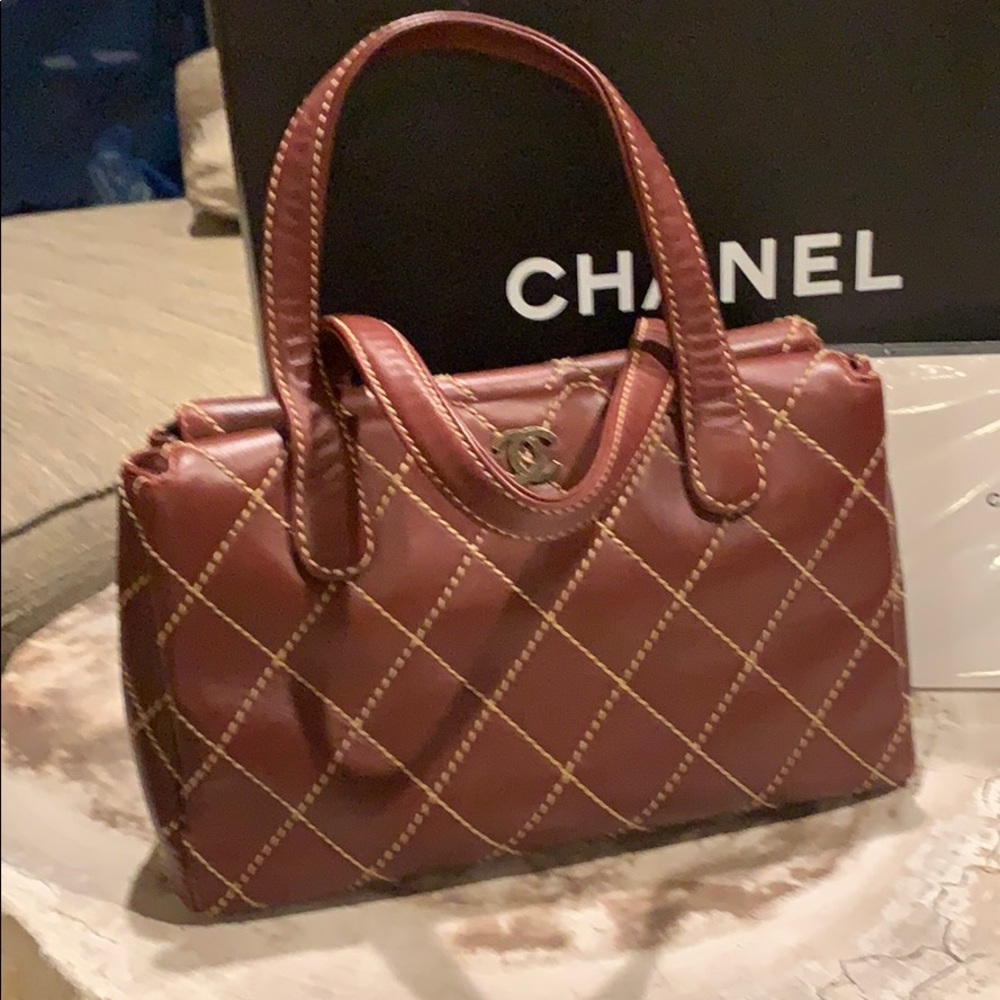 Chanel Vintage Rare Chocolate Brown “Wild Stitch”. Leather. Double Handled Tote